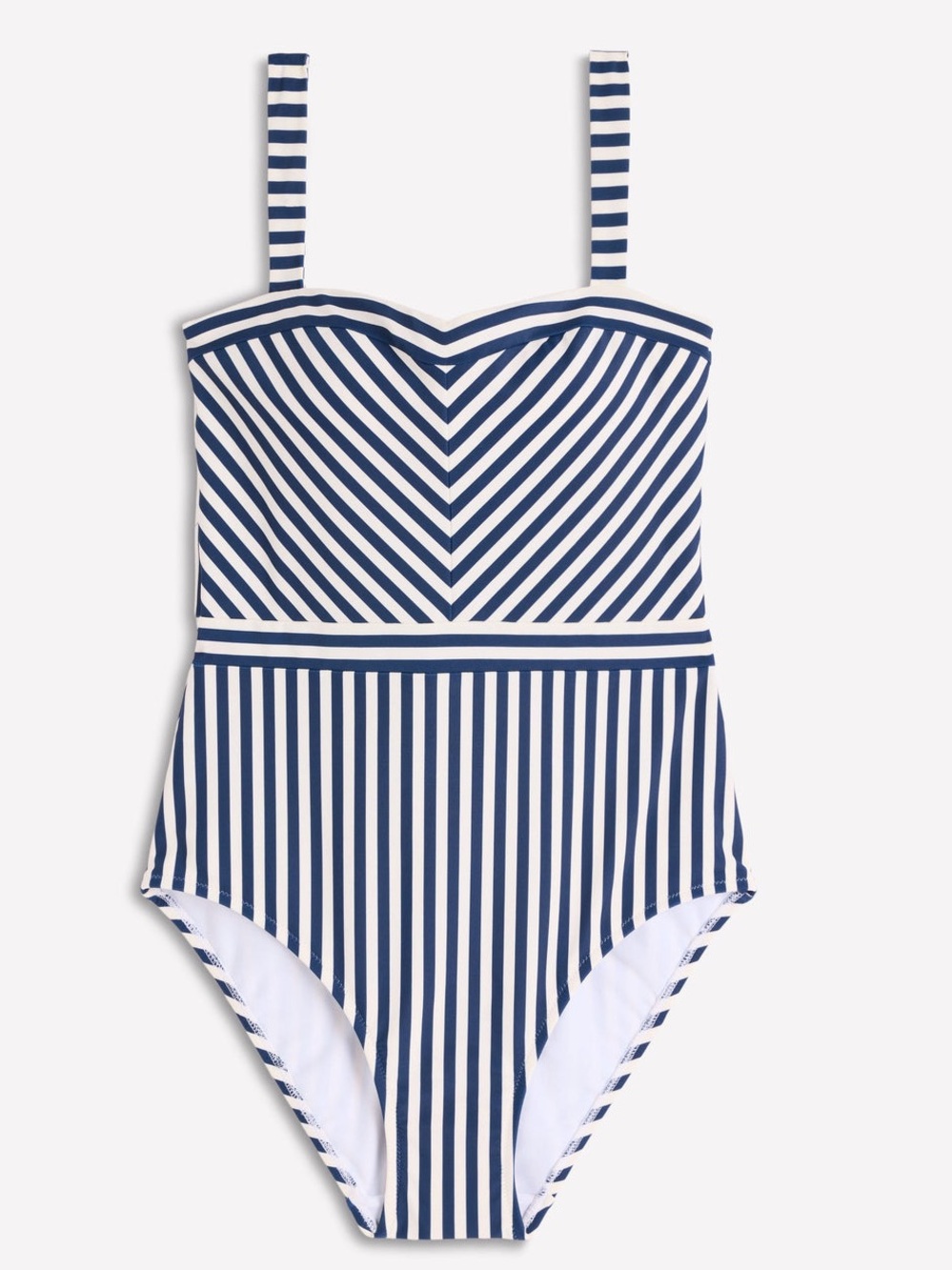 BODEN Women’s Clean Sweetheart Swimsuit Navy and Ivory Stripe Size 8R New - Picture 10 of 10